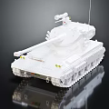 White Tank Model With Turret Cannon Yellow Lights And Black Background Reflection 3d model