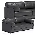 Black Leather Sofa Set With Modern Design And Comfortable Seating Options 3d model