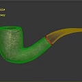 Wooden Smoking Pipe With Textured Surface Black Stem And Gold Accent