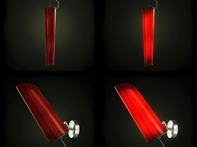 Modern Red Lighting Combination with Pendant Lights and Wall Sconces Glass Shades 3d model