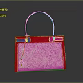 Stylish Red and Beige Handbag with Canvas Body Golden Handle and Small Key Charm