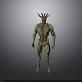 Humanoid Tree Creature with Bark Texture Body and Branch Like Head Structure 3D Character Design