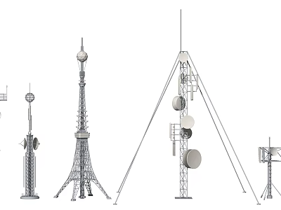 Industrial Communication Tower Equipment With Satellite Dishes Antennas And Metal Structures 3d model