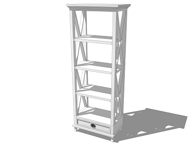 White Modern Bookcase With Multi tiered Shelves And Bottom Drawer Storage Design 3d model