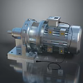 Industrial Metal Mechanical Component with Electric Motor Reducer Housing Mounting Base and Connected Wiring