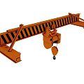 Industrial Heavy Duty Crane with Orange Beam Hoist Hook and Warning Stripes
