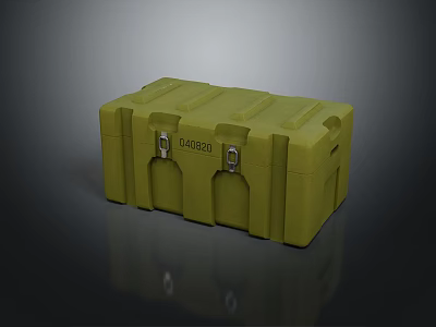Military Green Hard Storage Case With Metal Latches And Textured Surface 3d model