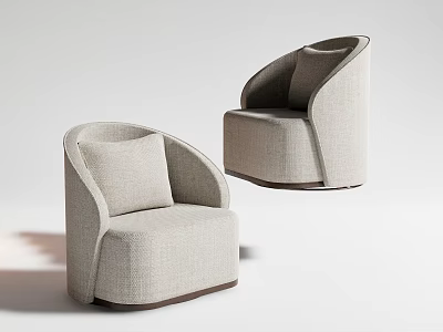 Single Sofa in Beige Fabric with Curved Design and Comfortable Cushion 3d model