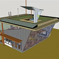 Modern Geometric Detached Villa With Glass Facade Solar Panel And Grass Landscape