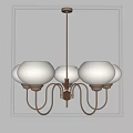 Modern Elegant Chandelier With White Spherical Shades And Golden Metal Frame