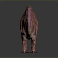 Pink Striped Parasaurolophus Dinosaur 3D Model With Textured Skin Standing On Dark Background