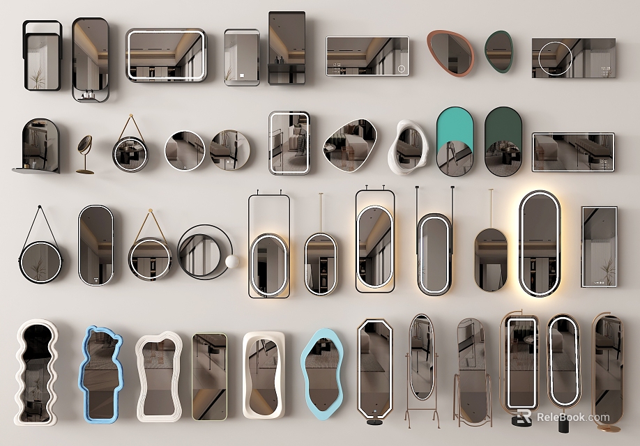 Diverse Mirrors Collection With Various Shapes And Styles 3d model 