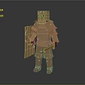 Cardboard Warrior Character Design for Game Movie with Armor and Shield