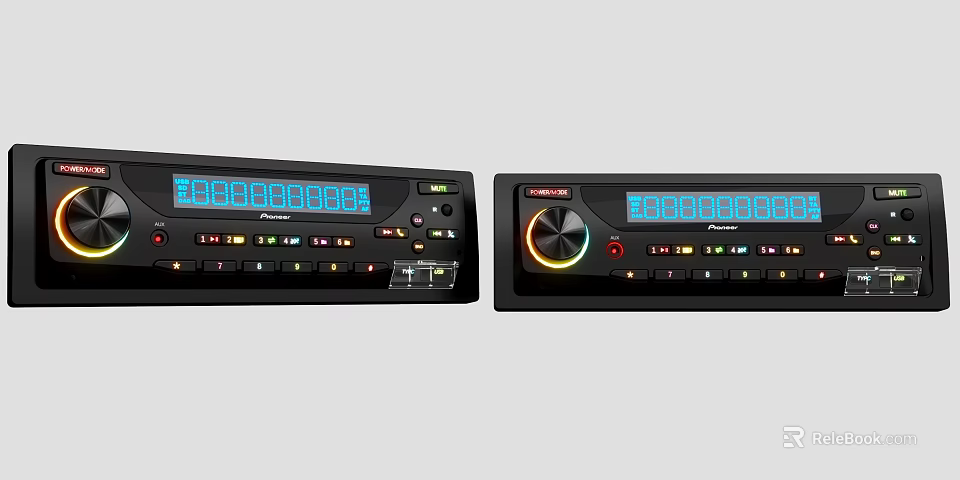Modern Black Digital Audio Equipment With Digital Display And Control Knob 3d model 