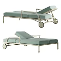 Modern Lounge Chair with Light Green Cushion and Metal Frame on Wheels