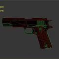 Vintage Classic Pistol With Black Body And Red Textured Grip Design