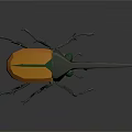 3D Beetle Model With Orange Body Green Eyes Long Mandibles And Gray Legs