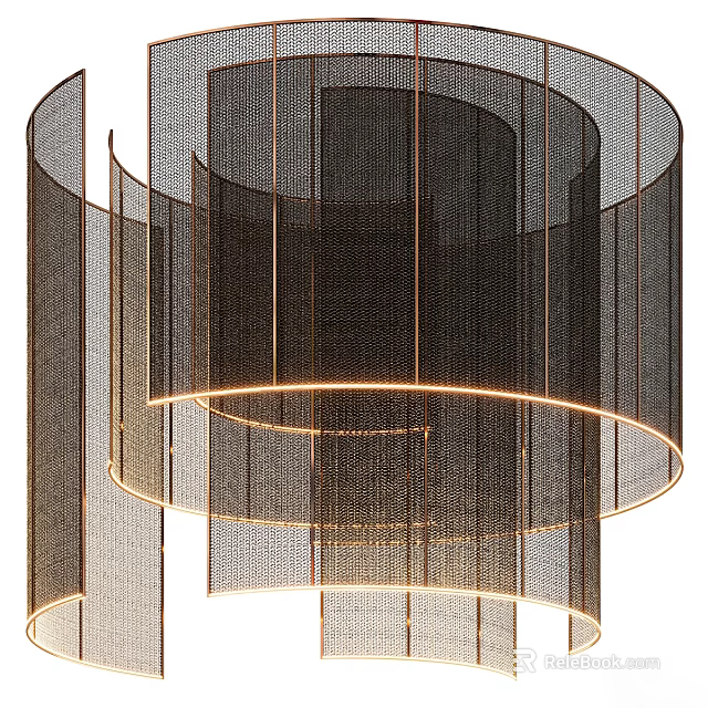 Modern Layered Circular Metal Mesh Chandelier With Warm Light And Contemporary Design 3d model 