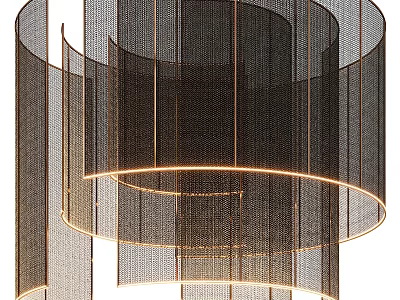 Modern Layered Circular Metal Mesh Chandelier With Warm Light And Contemporary Design 3d model