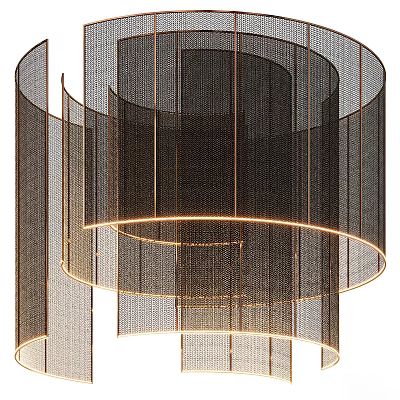 Modern Layered Circular Metal Mesh Chandelier With Warm Light And Contemporary Design 3d model