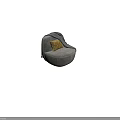 Gray Velvet Single Sofa with Yellow Woven Pillow and Gray Fringed Blanket on Golden Base