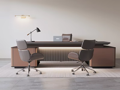 Modern Luxury Executive Office Desk And Ergonomic Leather Chair Combination For Comfortable Working Space 3d model