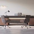 Modern Luxury Executive Office Desk And Ergonomic Leather Chair Combination For Comfortable Working Space