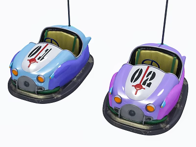 Fun Electric Toy Bumper Cars In Blue And Purple For Kids Playground 3d model