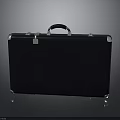 Black Hard Shell Suitcase With Silver Metal Corners And Lock Clasp