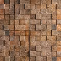 Natural Wooden Wall With Varied Wood Blocks And Warm Natural Texture