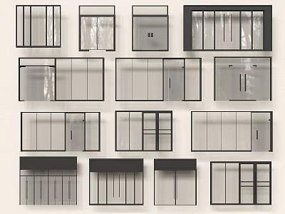 Various Window Designs With Different Frame Structures And Glass Panels 3d model