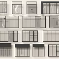 Various Window Designs With Different Frame Structures And Glass Panels 3d model