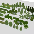 Diverse Plant Combinations with Various Shapes and Types Including Shrubs Trees Hedges 3d model