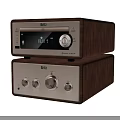 Wooden Stacked Speaker System with Digital Display Control Knobs and Buttons 3d model