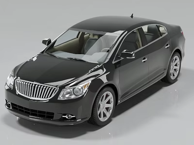 Black Sedan Car With Sleek Body Design Chrome Grille And Silver Alloy Wheels 3d model