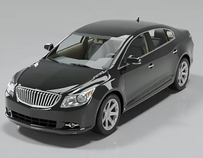 Black Sedan Car With Sleek Body Design Chrome Grille And Silver Alloy Wheels 3d model