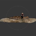 Brown Patterned Snake Coiled With Open Mouth Resting On Rough Rock In Natural Setting 3d model