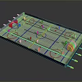 Tabletop Hockey Game Equipment With Ice Rink Lines Red Circles And Player Figures