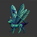 Turquoise Baby Dragon Game And Movie Character With Large Wings Horns And Purple Tail Tip