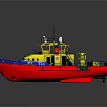 RIV TUG Tugboat Featuring Yellow Upper Blue Middle And Red Lower Sections 3d model