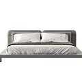 Modern Double Bed With Gray Headboard And White Bedding Design 3d model