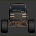 Toy Off Road Vehicle With Camouflage Paint Rusty Exterior And Large Tires