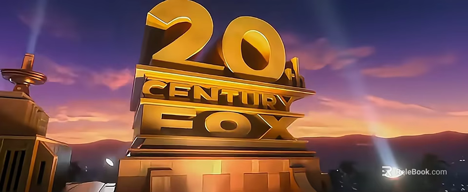 Golden 20th Century Fox Monument in Stunning Plaza Landscape with Sunset Sky 3d model 