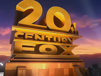 Golden 20th Century Fox Monument in Stunning Plaza Landscape with Sunset Sky 3d model