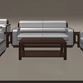 Modern White Sofa and Coffee Table Set with Wooden Frame and Dimensions 3d model