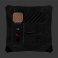 Black Cube Shaped Equipment Box With Red Button Interface Ventilation Grilles And Sturdy Design 3d model