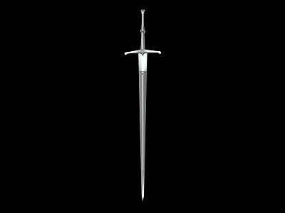 Medieval Silver Long Sword With Metal Blade And Cross Handle Design 3d model