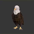 Low Poly Eagle Model With White Head Yellow Beak Claws Brown Body On Gray Background 3d model