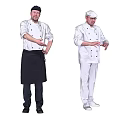 Two Professional Chefs In Black Apron And White Uniform Gesturing During Cooking Session