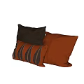 Modern Orange and Dark Gray Decorative Throw Pillows with Leaf Pattern Embroidery Design 3d model